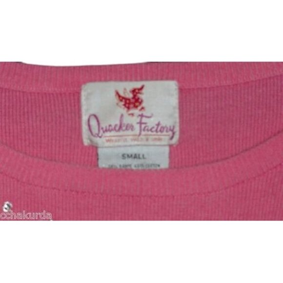 Quacker Factory Size S Sweater Knit Top Pink Rhinestone Bead Embellished - Picture 5 of 9